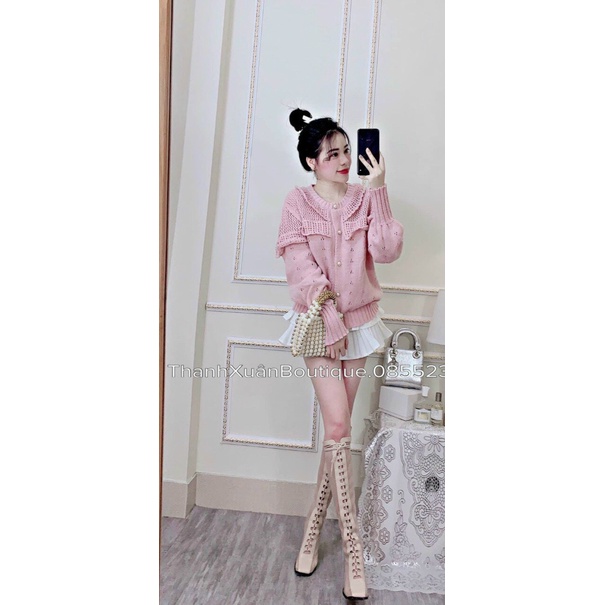 Áo len kiểu Hàn Quốc , áo len nữ form rộng dệt kim tay bồng tiểu thư siêu dễ thương dễ phối đồ dưới 56kg | BigBuy360 - bigbuy360.vn