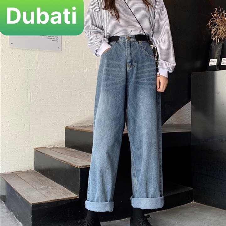 QUẦN JEAN NỮ, QUẦN BAGGY, ỐNG SUÔNG RỘNG LƯNG CAO TRƠN SUÔNG - DB 20 - DUBATI FASHION