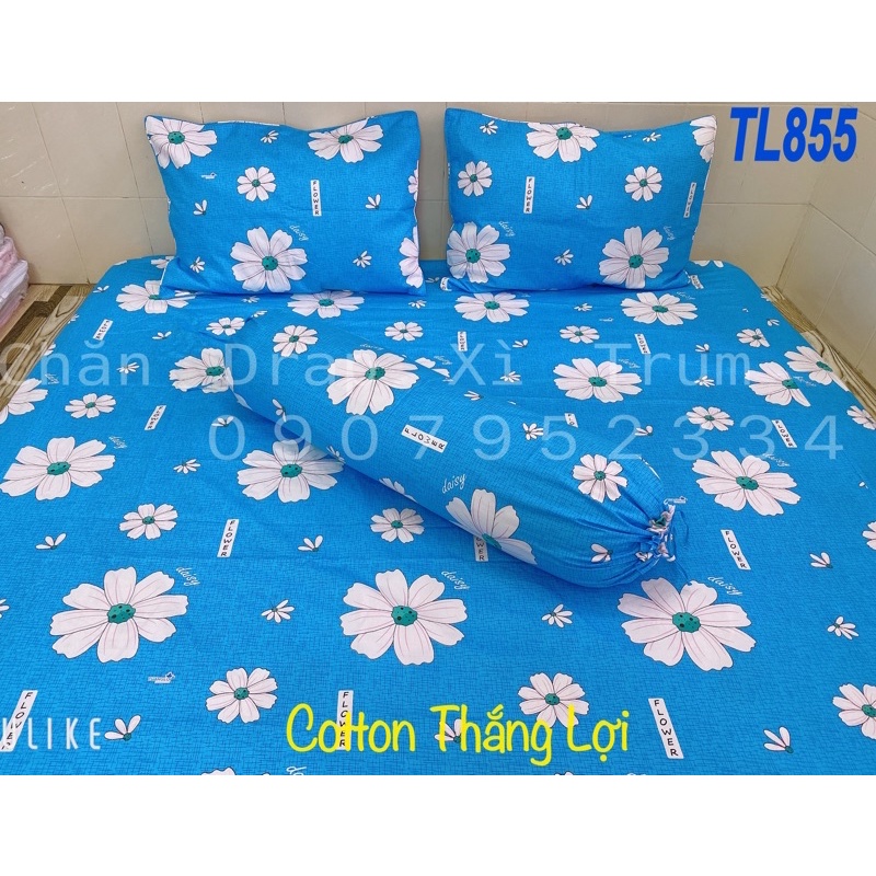 BỘ DRAP 4 MÓN VẢI COTTON THẮNG LỢI CHUẨN LOGO CTY 100% (Size M4x2M) chat chọn mẫu