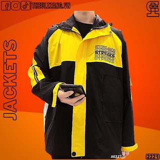 Áo Khoác Gió Nam Nữ Dù 2 Lớp Cao Cấp Chất Siêu Đẹp Bomber Jackets Gió Nam Nữ ĐEN VÀNG THÊU STREAKS - AK2221