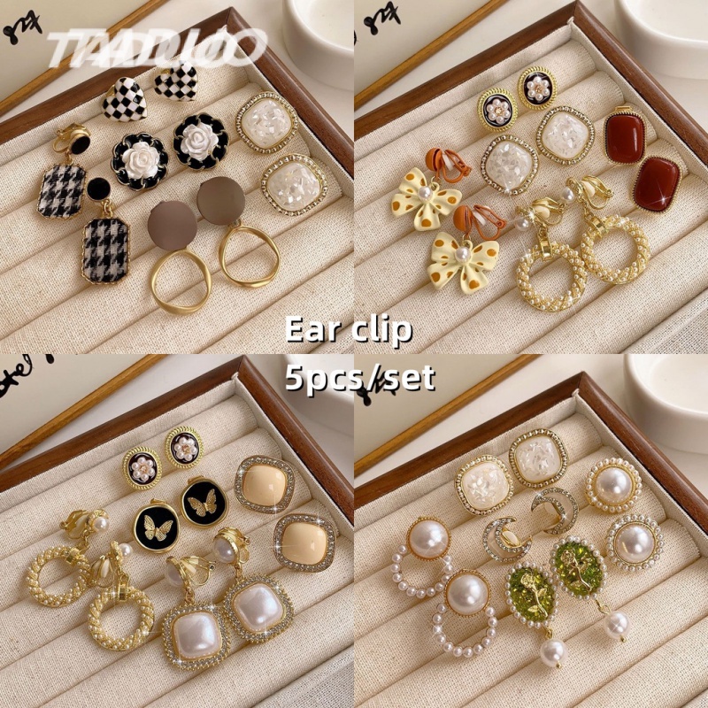 Set 5 Kẹp Tai Không Xỏ Lỗ Phong Cách Hong Kong Cá Tính Dành Cho Nữ