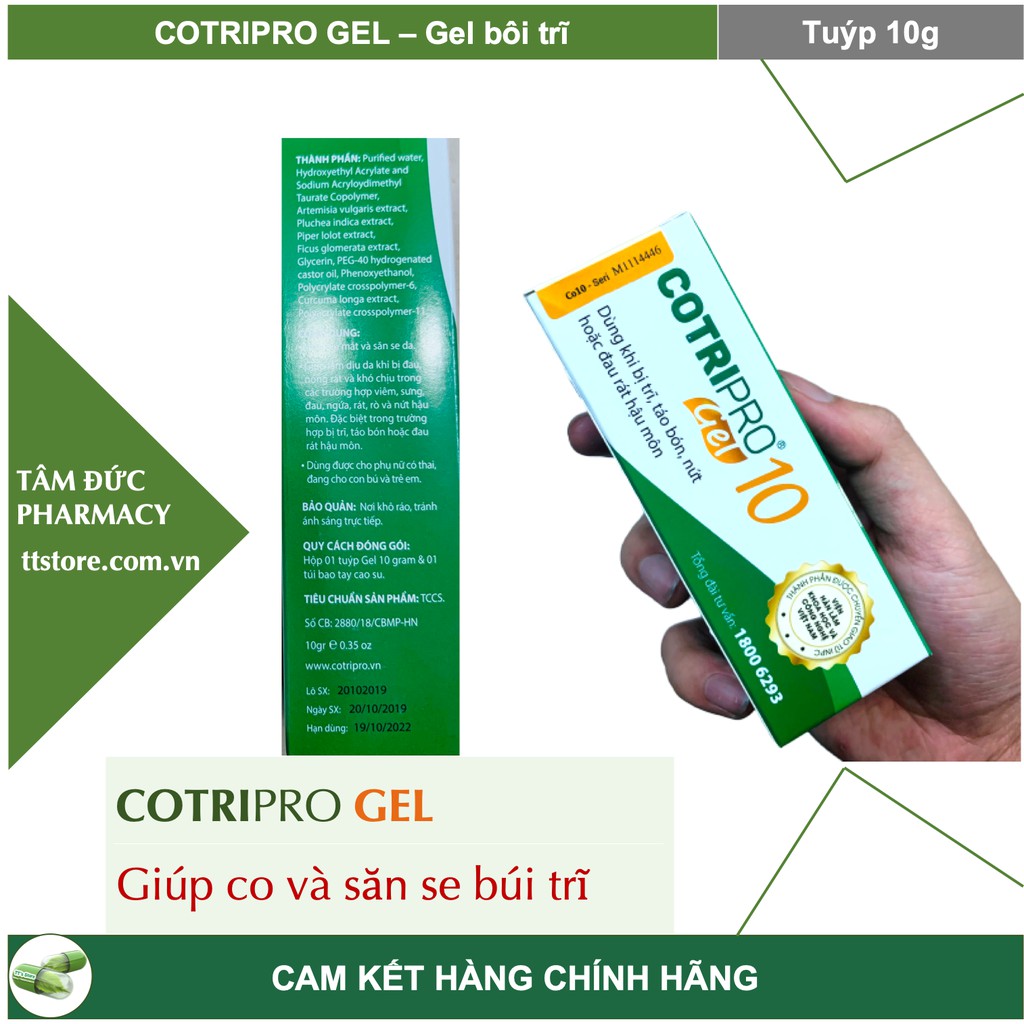 COTRIPRO GEL [Tuýp 10g/25g] - Kem bôi giúp co và săn se búi trĩ [Cotri pro gel, cotriro gel, cotriprogel]