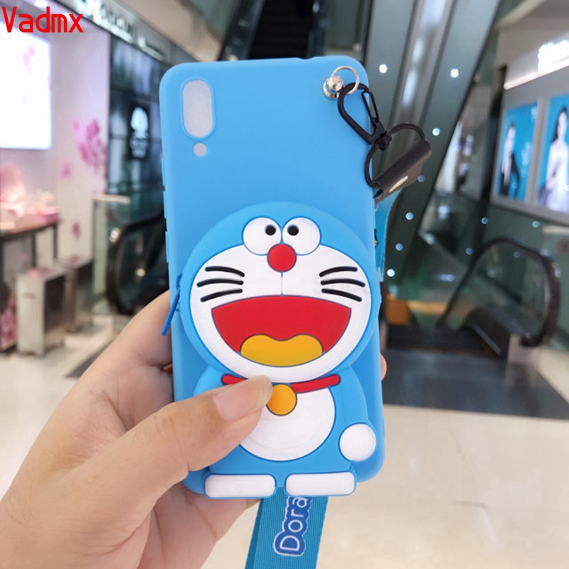 Ốp điện thoại mềm hình Doraemon Stitch Mickey Minnie có ví đựng tiền dành cho Xiaomi Redmi 6 6A 5 5A 5 Plus