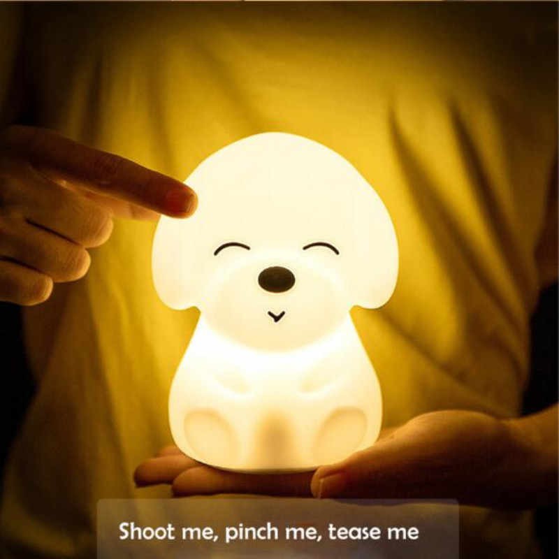 Đèn ngủ chó Puppy cảm ứng, chuyển màu, sạc USB, silicone