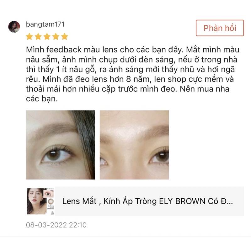 Lens ẢNH MẮT THẬT , Kính Áp Tròng ELY BROWN Có Độ Cận và Không Độ, DIA 14.0 S ,Cho Mắt Nhạy Cảm Giá Sale