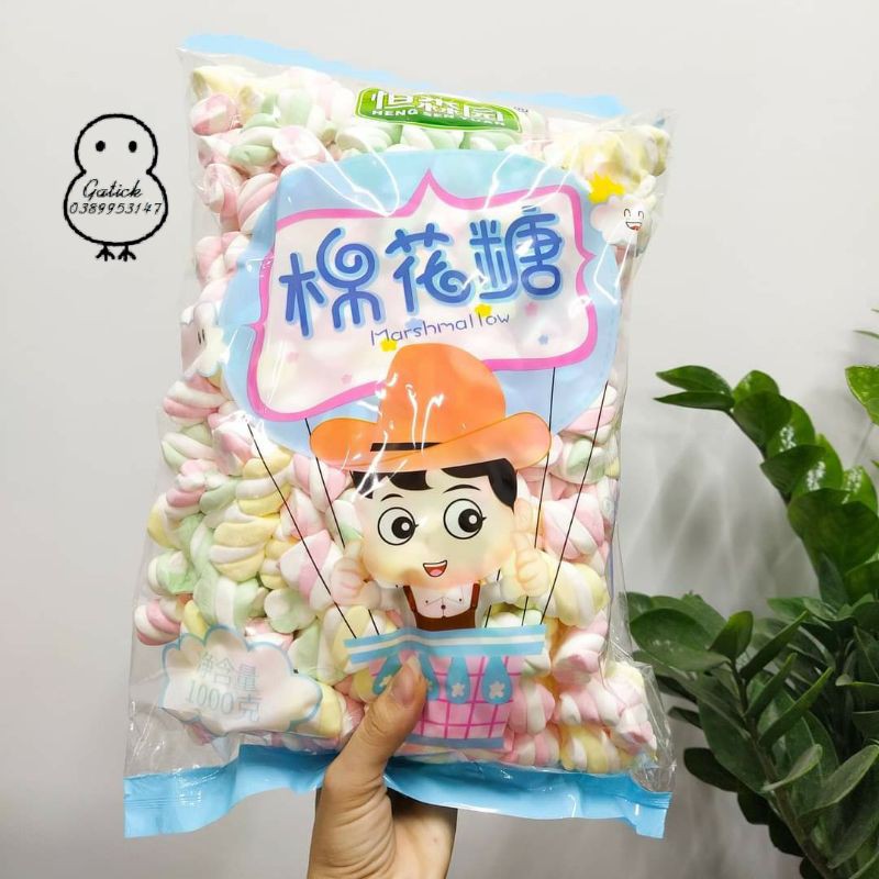 Kẹo dẻo xốp Marshmallow trang trí bánh kem (Bịch 1kg) - Loại đẹp, kẹo bông gòn