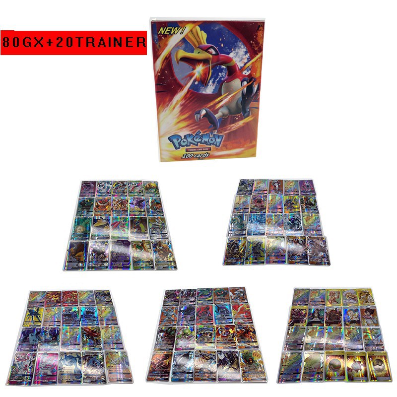 Bộ thẻ bài chơi game Pokemon RARE 80EX+20GX TCG