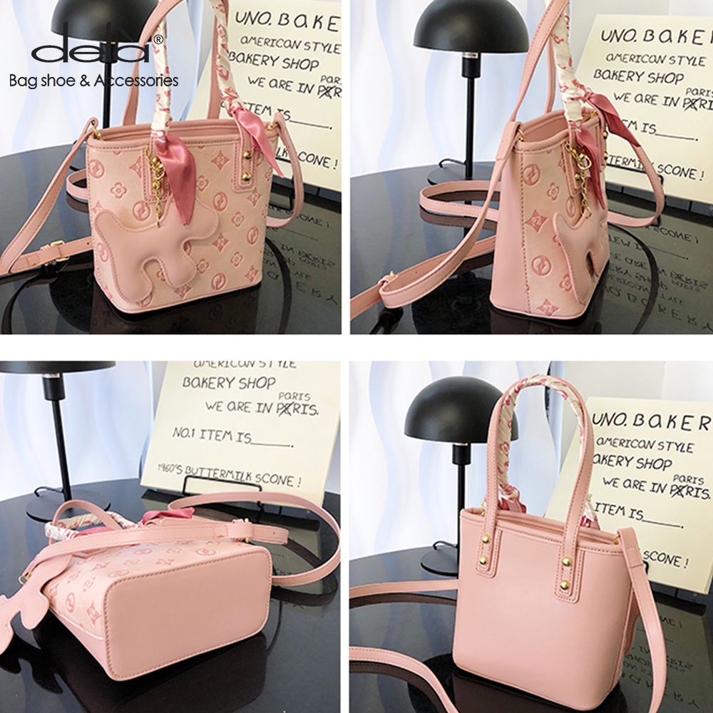 Dela Túi Xách Cầm Tay Bằng Lụa Dập Nổi Màu Xanh Dương Rau Củ Thời Trang Mùa Hè Hàn Quốc