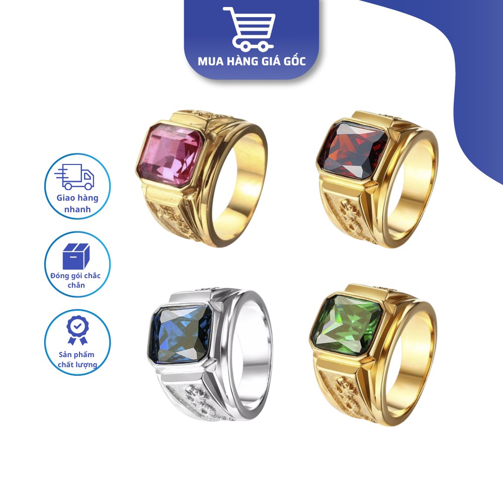 Nhẫn Nam Mạ Vàng Đính Đá Cao Cấp, Sang Trọng Dành Cho Nam
