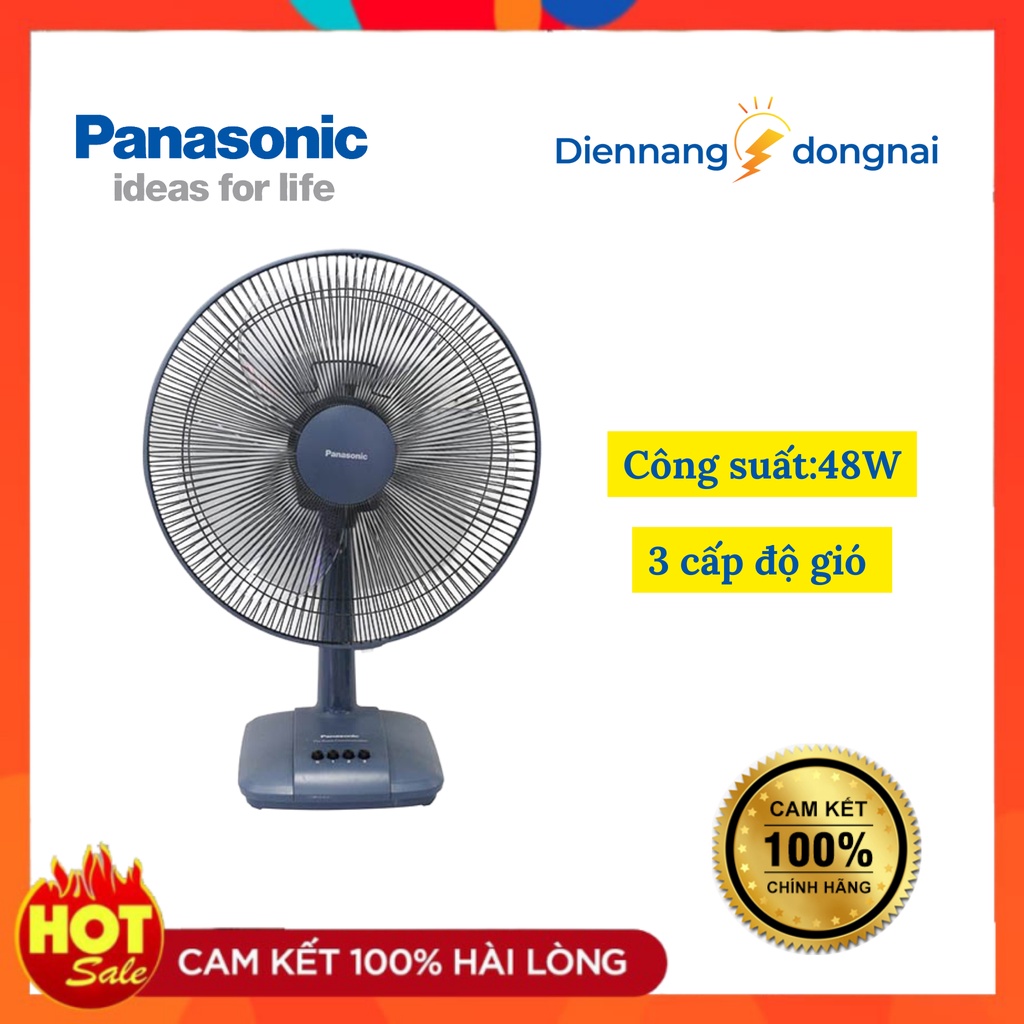 Quạt bàn Panasonic 3 cánh 3 cấp độ gió 2 màu xanh và trắng F-400CB
