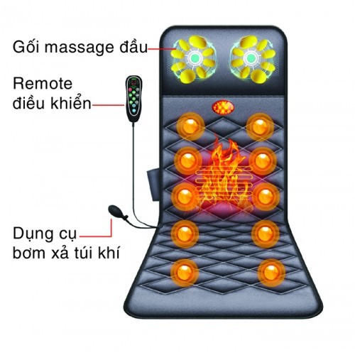 [MỚI] Nệm massage toàn thân Nhật Bản Nikio NK-151 - Có gối mát xa cổ vai gáy, hàng cao cấp