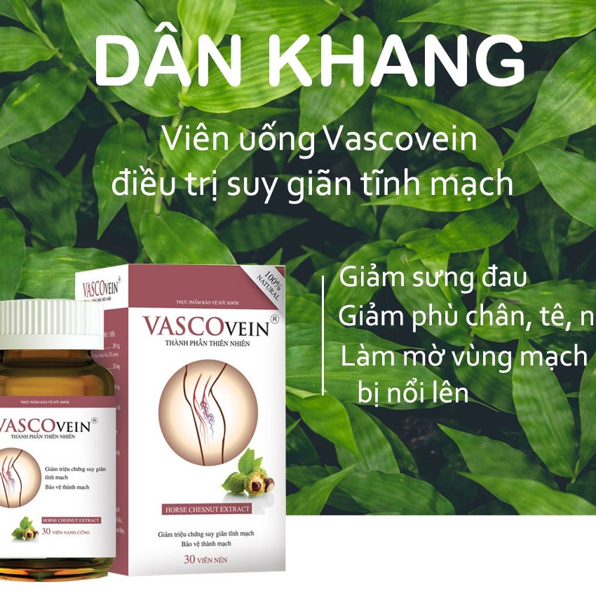 Viên uống Vascovein – Hỗ trợ điều trị suy giãn tĩnh mạch (Hộp 30 viên)