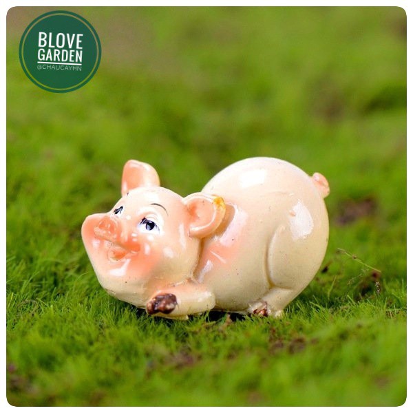 Chú lợn dễ thương làm tiểu cảnh trang trí chậu cây, sen đá, xương rồng, terarium, làm quà tặng ý nghĩa