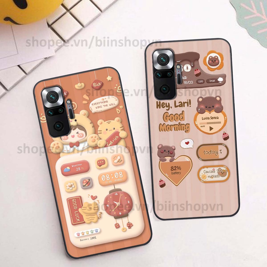 Ốp Xiaomi Redmi Note 10 / Note 10 Pro in 3D icon gấu nổi siêu xinh, siêu đáng yêu, cá tính phong cách