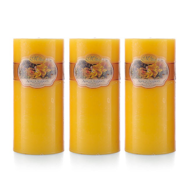 Bộ nến thơm Hạnh Phúc 15 - Bộ 3 nến thơm D7H15 Miss Candle MIC0277 7 x 15 cm (Vàng, hương hoa mai)