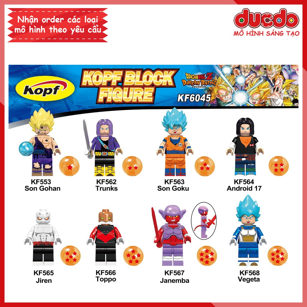 Minifigures các nhân vật 7 viên ngọc rồng mới nhất - Đồ chơi Lắp ghép Mini Dragon Ball Goku KF6045 Mô hình