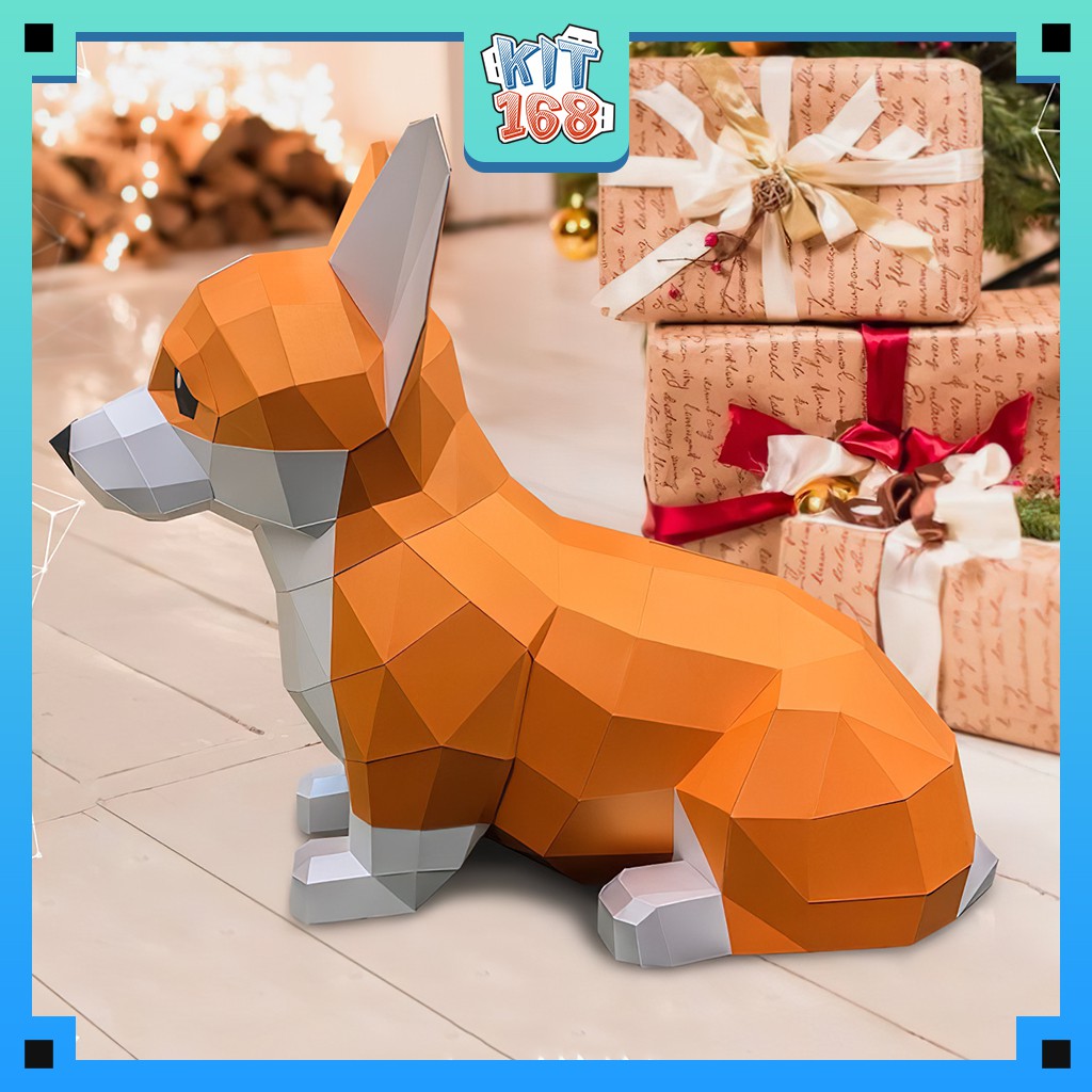 Mô hình giấy Động vật Chó Corgi con Poly