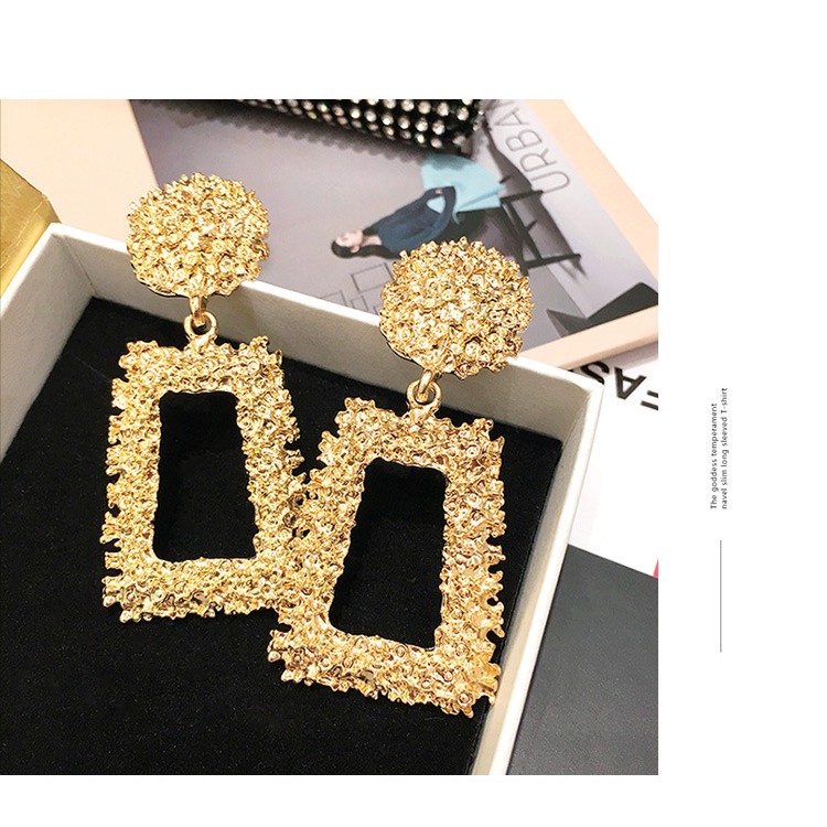 Khuyên tai kim loại thiết kế đơn giản thời trang cho nữ