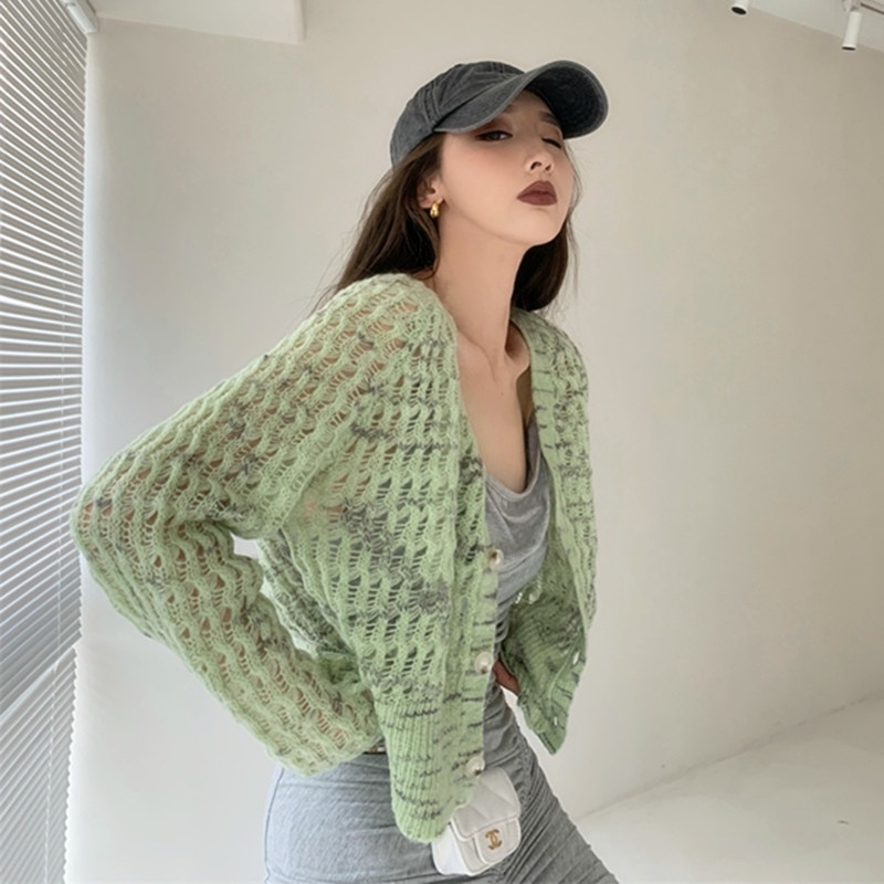 Áo Sweater Dệt Kim Cổ V Kiểu Hàn Quốc Thời Trang Mùa Thu Cho Nữ