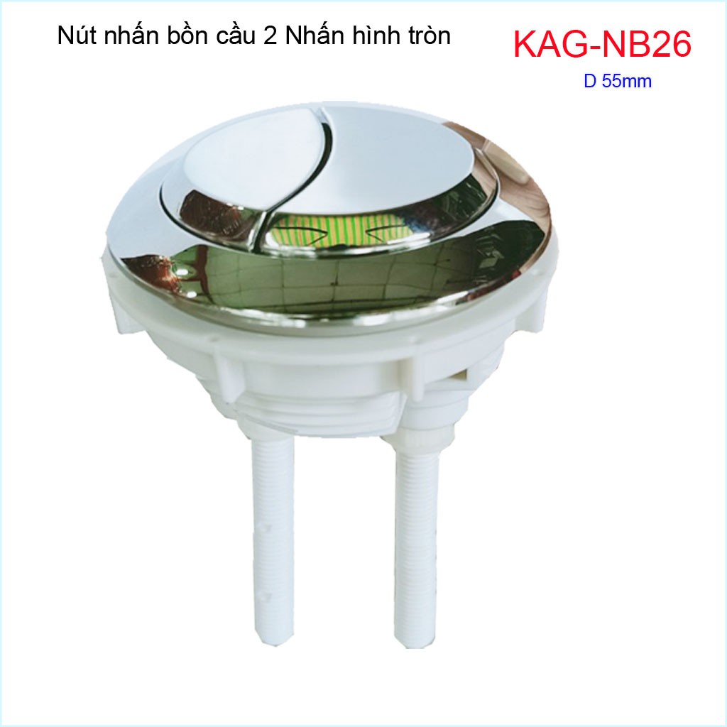 Nút 2 nhấn xả bồn cầu Kaiser, nút nhấn cầu xả 2 nhấn tròn lỗ sứ D5.5-6cm, nút xả cầu  Kace KAG-NB26