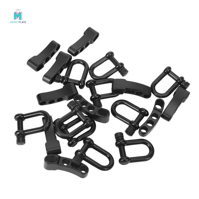 Set 10 Móc Khóa Chữ U Bằng Hợp Kim Kẽm Màu Đen Dành Cho Vòng Đeo Tay Paracord