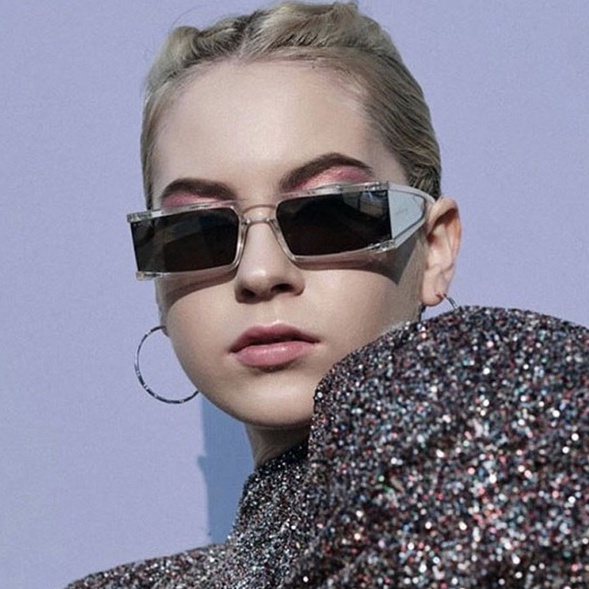 Kính Mát Gọng Vuông Nhỏ Màu Đen Chống Tia UV Phong Cách Retro Cho Nam Và Nữ