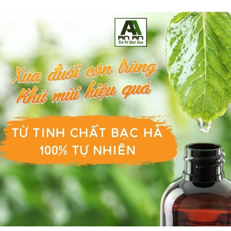 Xịt đuổi muỗi và côn trùng hương Bạc Hà chai 50ml chiết xuất từ thực vật hữu cơ, Thảo Mộc An An