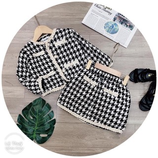Set váy dạ kẻ QCCC cho bé gái (Ảnh thật)