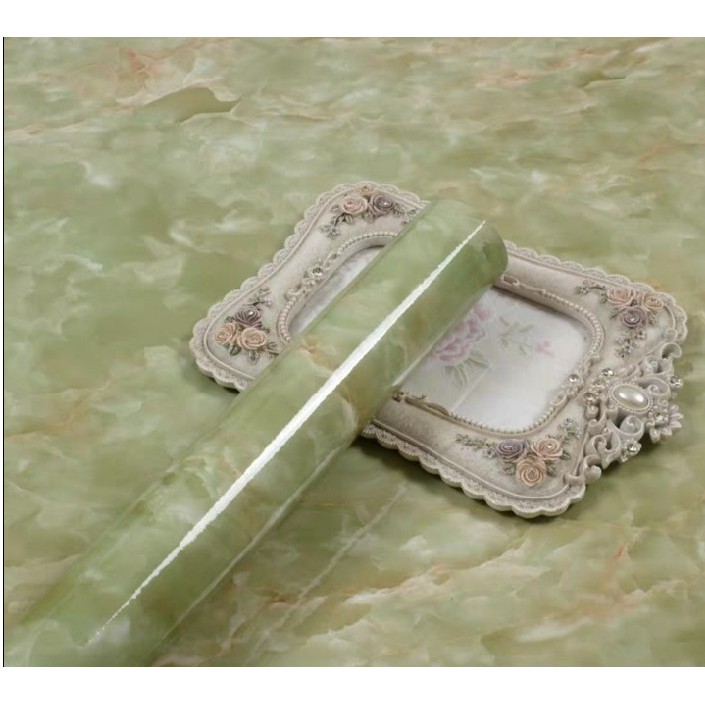 Decal dán tường đá hoa cương màu xanh ngọc khổ 60cm keo sẵn