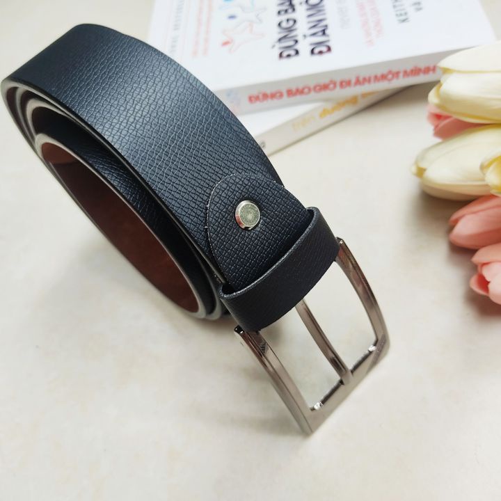 Thắt lưng nam khóa kim, dây nịt nam đục lỗ sẵn da PU chắc chắn, bền đẹp