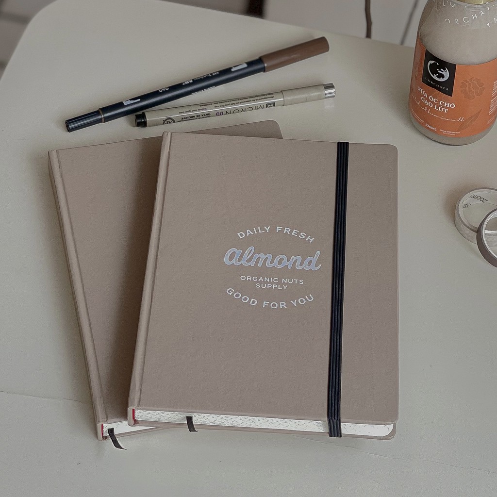 Sổ tay grid Crabit - Almond - BEST CHOICE - Ruột ô vuông ghi chép, Bullet Journal - Milky - Almond Grid