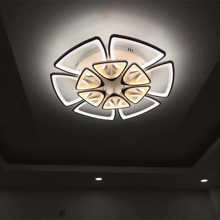 Đèn trần MONSKY trang trí phòng khách LED 12 cánh mai 3 chế độ màu có điều khiển lighthouse
