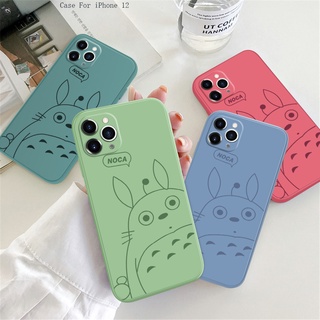 Compatible With iPhone 12 Pro Max Mini XR Liquid Silicone For Original Phone Case Soft Casing Totoro protective Full Cover Shockproof Back Cases Compatible