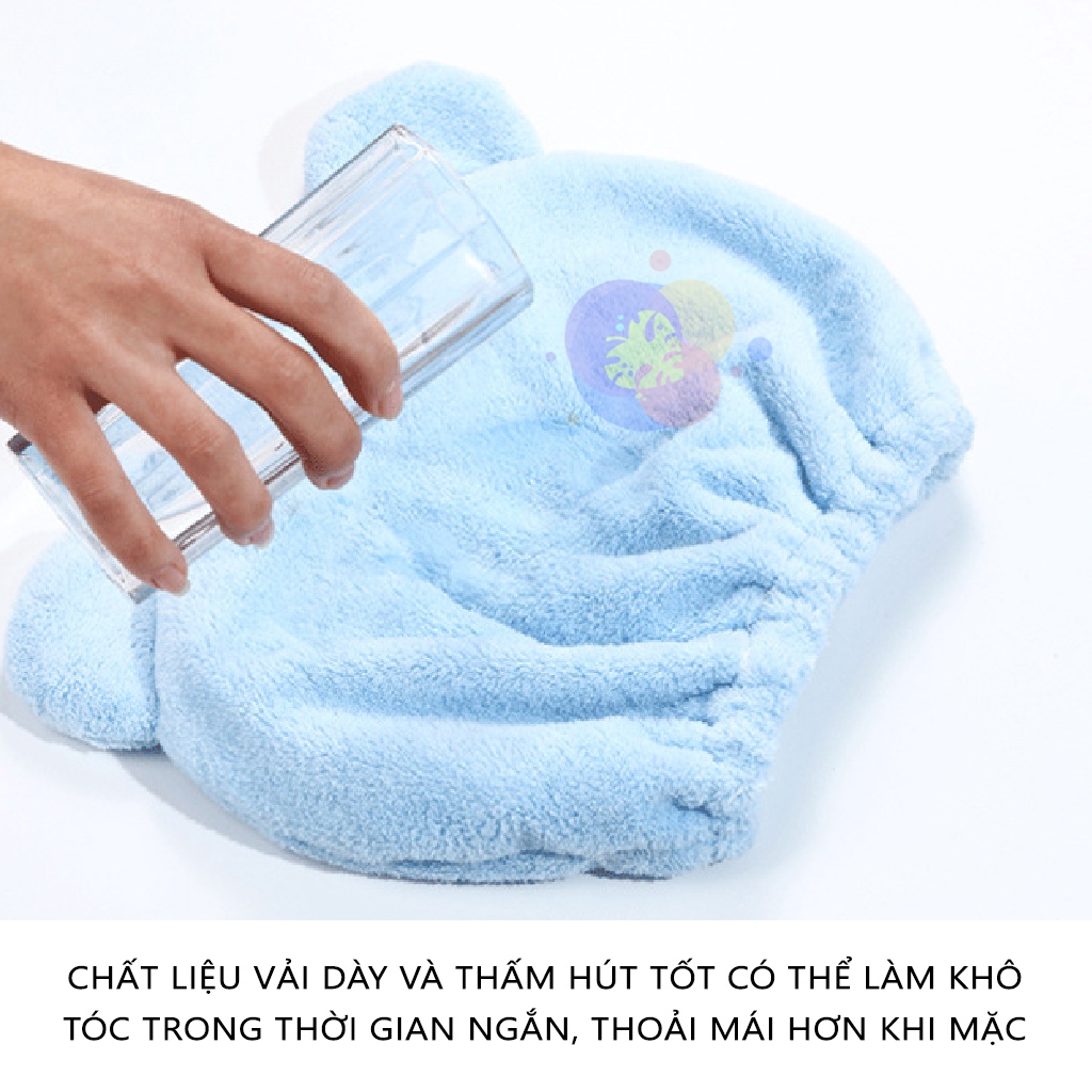Khăn Ủ Tóc Nhanh Khô Quấn Tóc Trùm Đầu Chất Liệu Vải Siêu Thấm Giúp Tóc Mau Khô