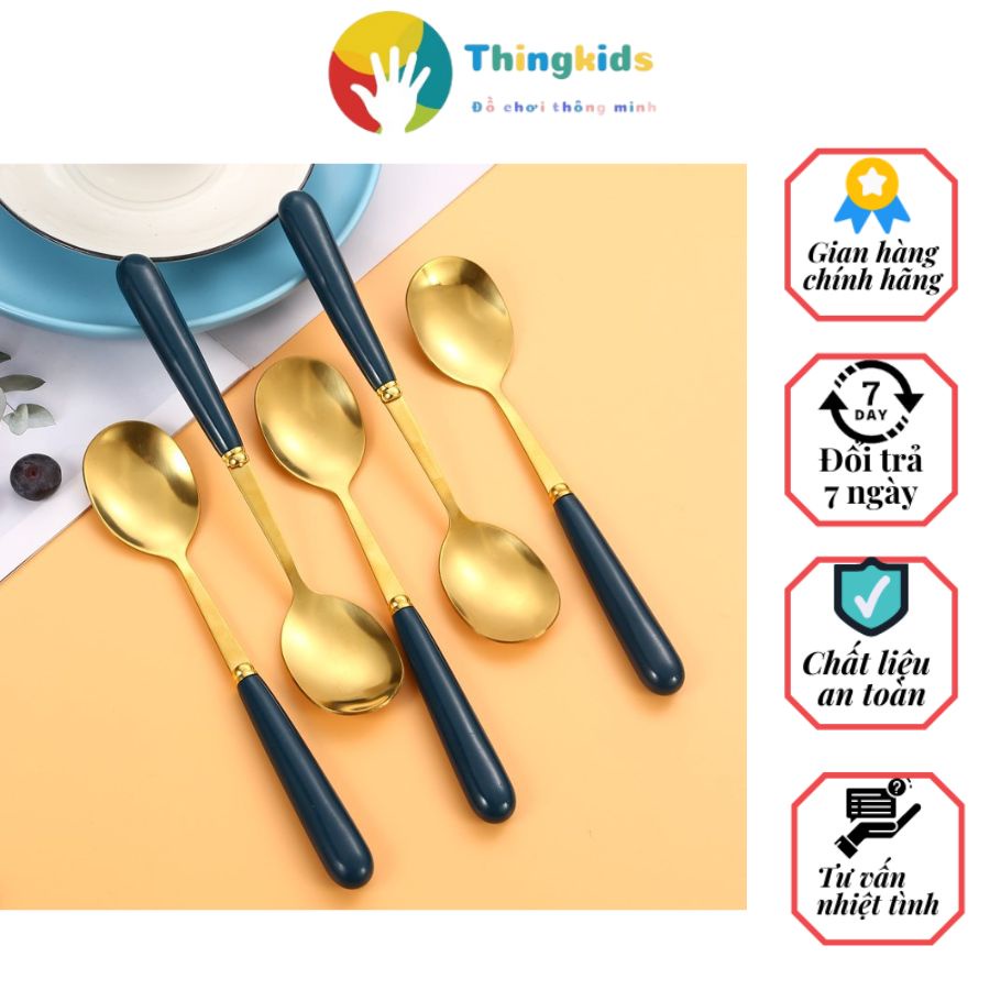 Thìa cafe, muỗng cà phê cán gỗ inox tiện lợi siêu bền