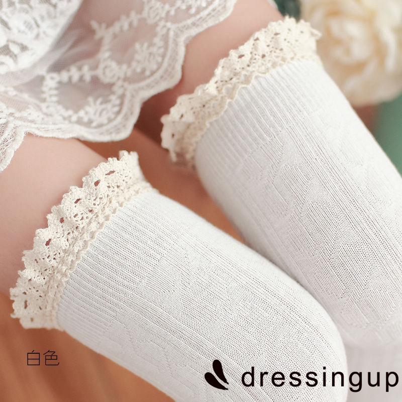 d❃♪Women Lady Warm Cotton Thigh High Long STOCKINGS Knit Over Knee Lace Girls Socks