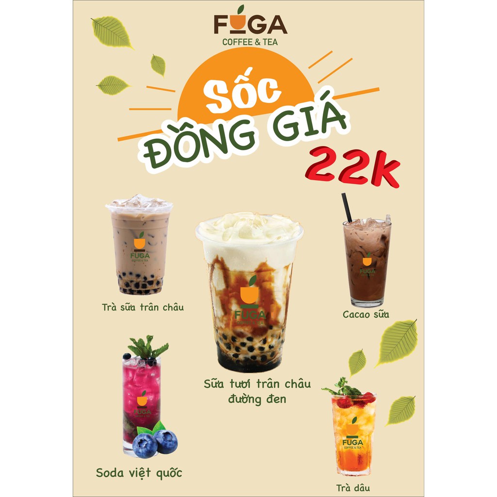 [HCM][1 CN] Fuga Coffee & Tea - evoucher giảm 30% toàn menu - kootoro