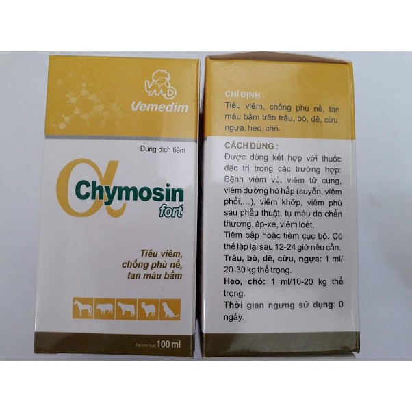 Chymosin fort chai 100ml. Tiêu viêm, chống phù nề, tan máu bầm.