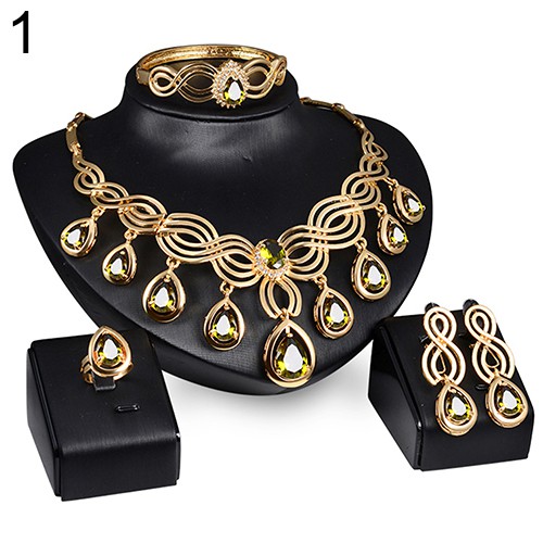 Bộ Trang Sức Vòng cổ / Nhẫn / Vòng Tay Đính Đá Zircon Sang Trọng