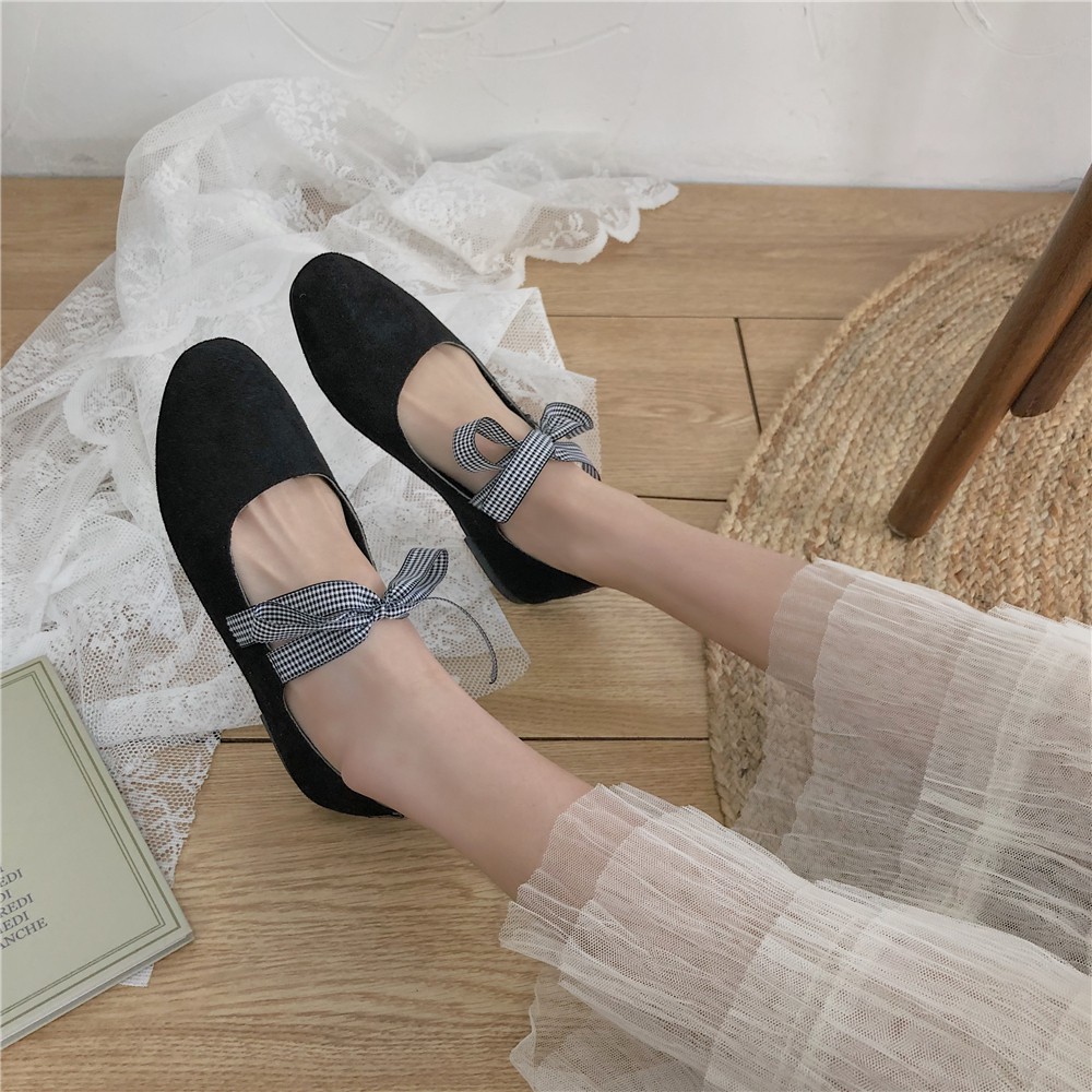 Giày Bệt Búp Bê Nữ Thắt Nơ caro Duyên Dáng | BigBuy360 - bigbuy360.vn