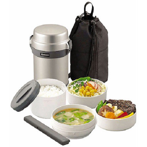 Hộp đựng thức ăn Zojirushi SL-JAF14 - 4 ngăn - Bạc, Đen - Hàng chính hãng