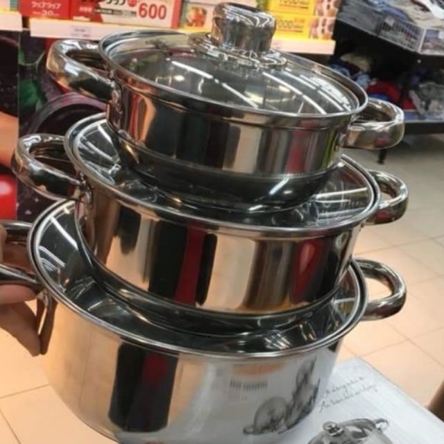 Bộ nồi inox 3 đáy goldsun