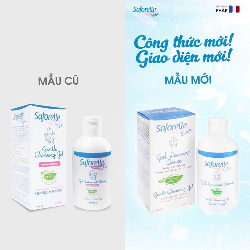 (DATE02/2024)SAFORELLE BEBE-GEL LAVANT DOUSE- GEL TẮM GỘI EM BÉ 250ML