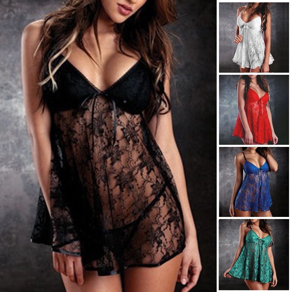 Set đầm ngủ xuyên thấu + quần lót lọt khe quyến rũ cho nữ | BigBuy360 - bigbuy360.vn