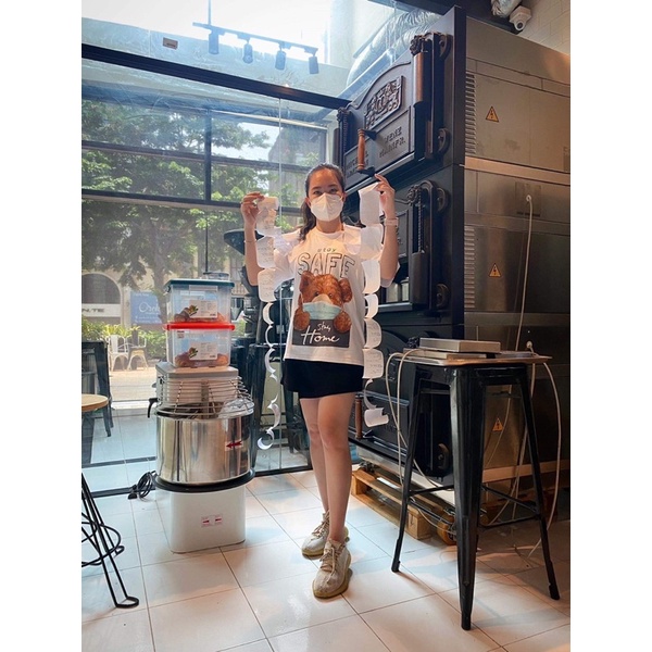 Áo tay lỡ gấu đeo khẩu trang TC6