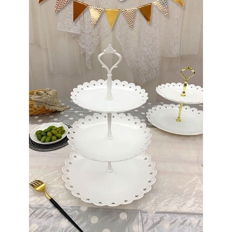 Hàng hot! Khay Đĩa nhựa 3 tầng đựng bánh kẹo trái cây