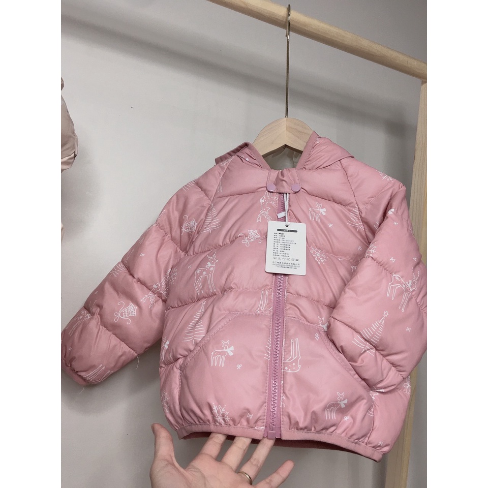 Áo Phao Cho Bé Tai Gấu Chất Siêu Nhẹ Siêu Ấm, Kiểu Dáng Basic Áo Khoác Mùa Đông Cho Bé Trai Bé Gái - CỰC XINH