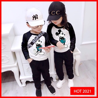 Bộ dài tay raplang Mickey dễ thương cho bé trai & bé gái 2,3,4,5,6,7,8,9,10,11,12,13,14,15,16 Tuổi.