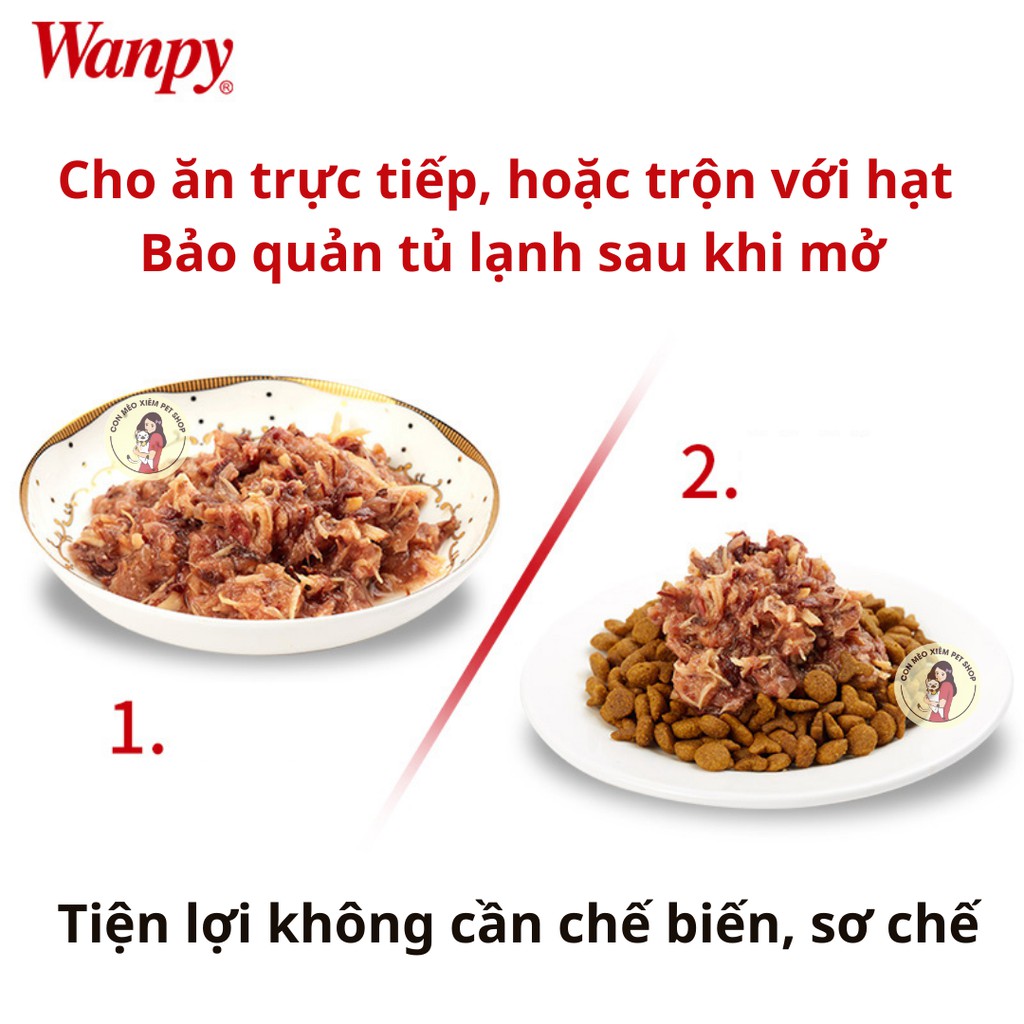 Pate cho mèo Wanpy lon 95g, thức ăn tăng cân mập mèo lớn mèo con nhỏ Con Mèo Xiêm