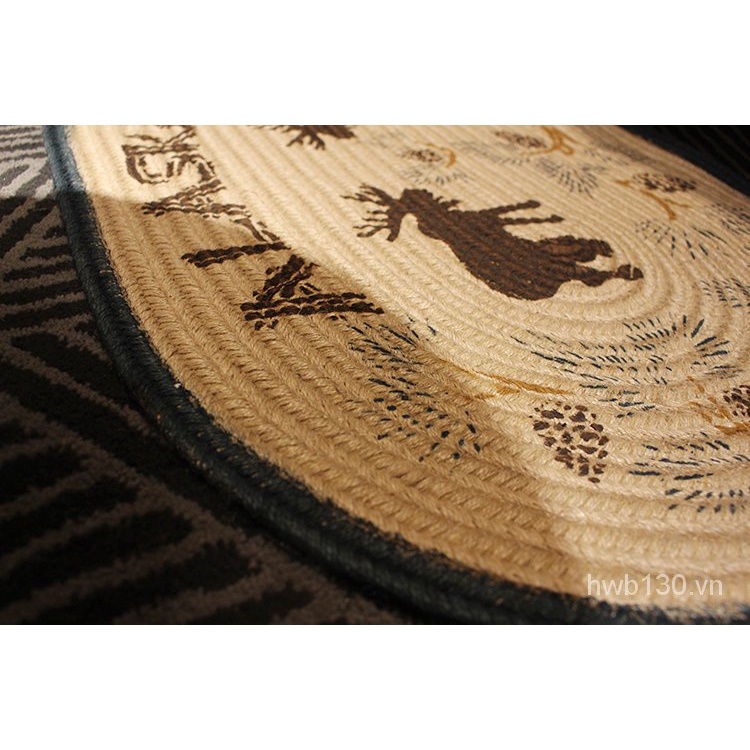 Bangladesh Imported Jute Vintage American Reindeer Elk Linen Mat Carpet Indian Floor Mat Mat Decoration